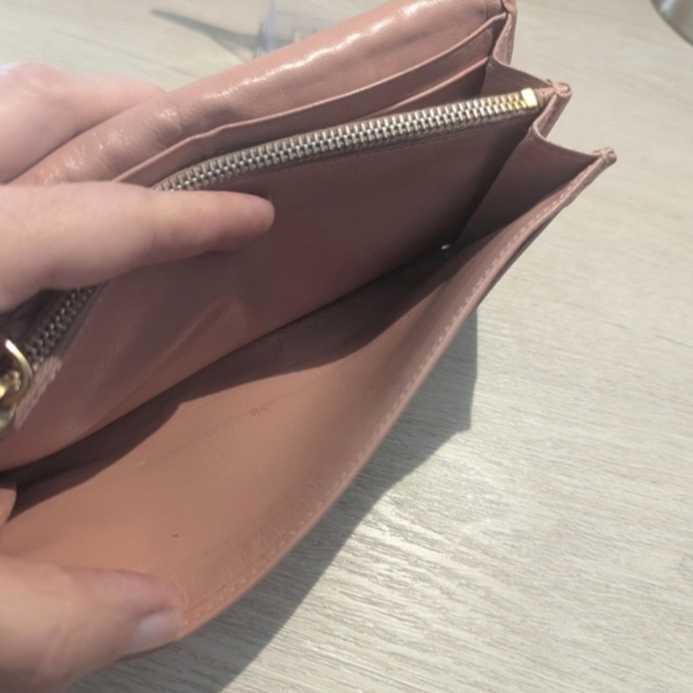 COA Prada Madras Woven Leather Continental Wallet in Blush Pink - Picture 15 of 16